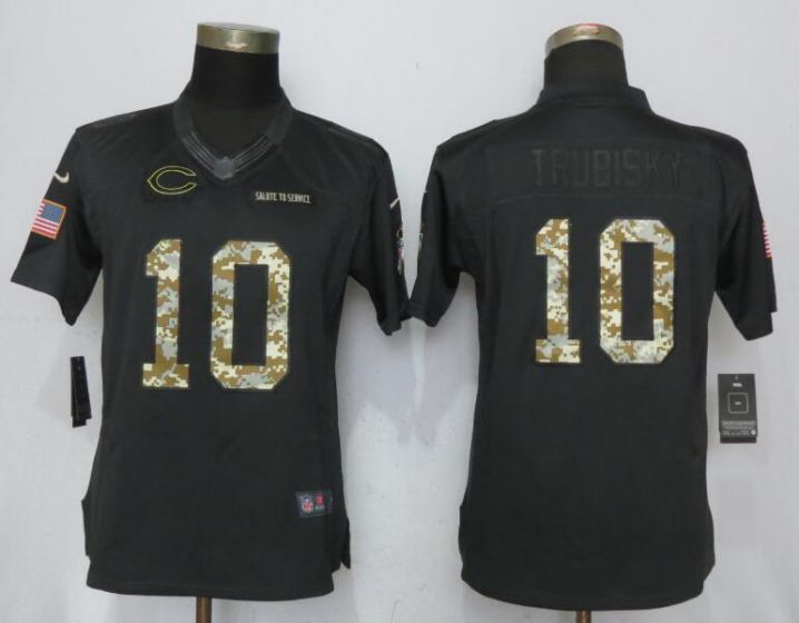 2017 NFL Women Nike Chicago Bears #10 Trubisky Anthracite Salute To Service Limited Jersey